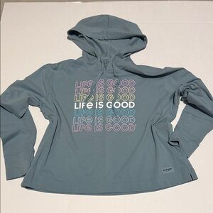 Life Is Good Blue Hoodie Sweater S